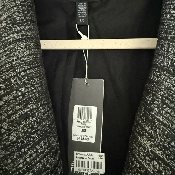 Eileen Fisher Charcoal and Black Cape Jacket - Picture 2 of 6
